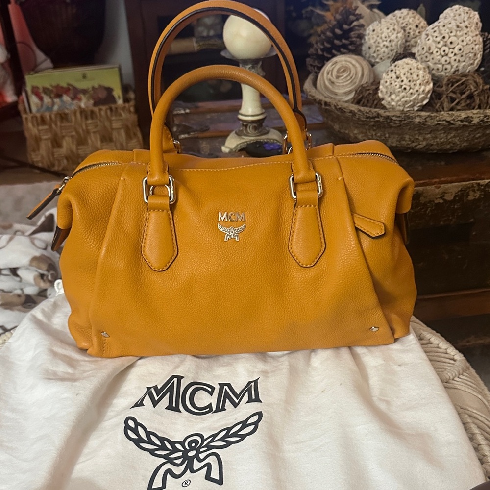 MCM Women's Satchel in Vibrant Orange